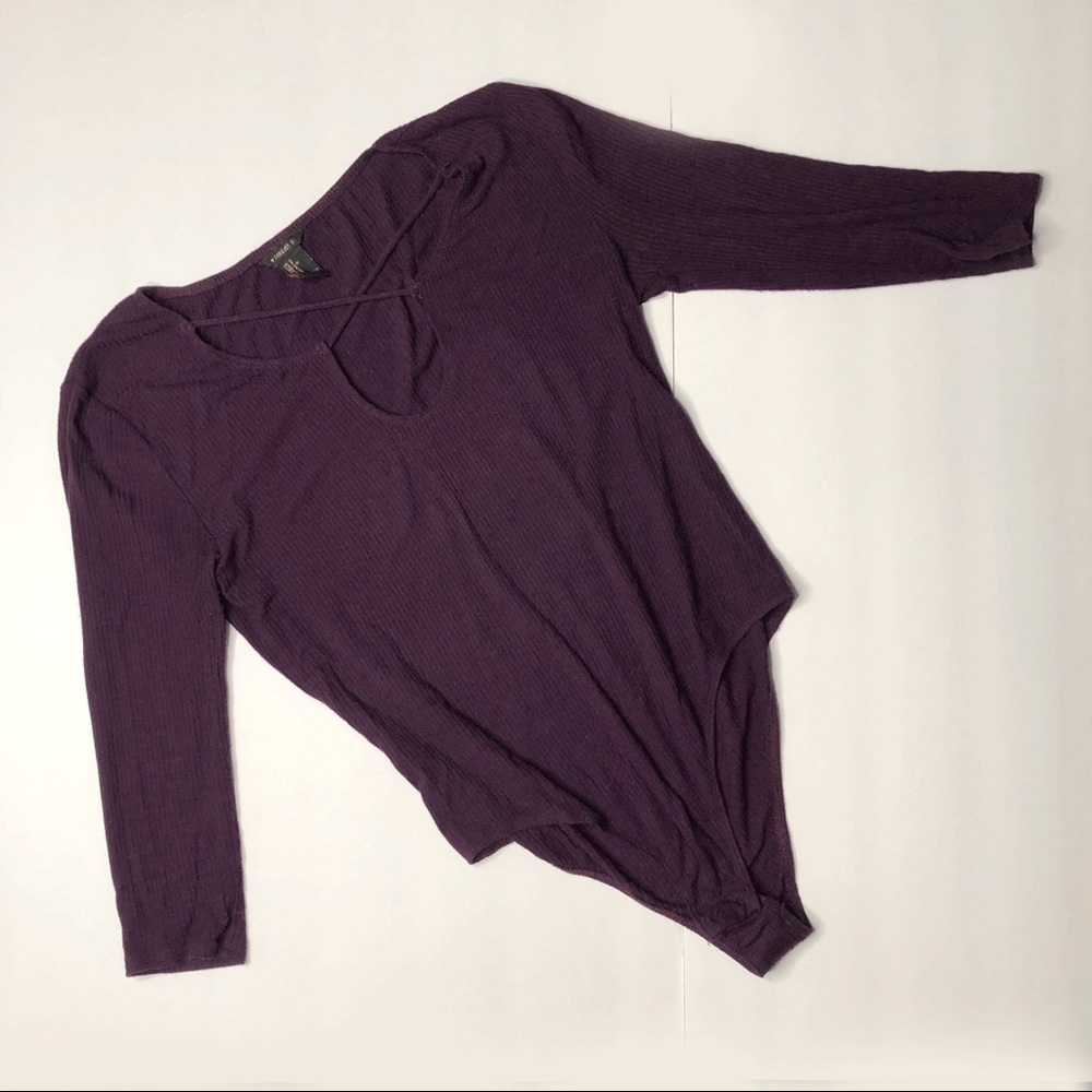 Purple Criss Cross Detail Bodysuit